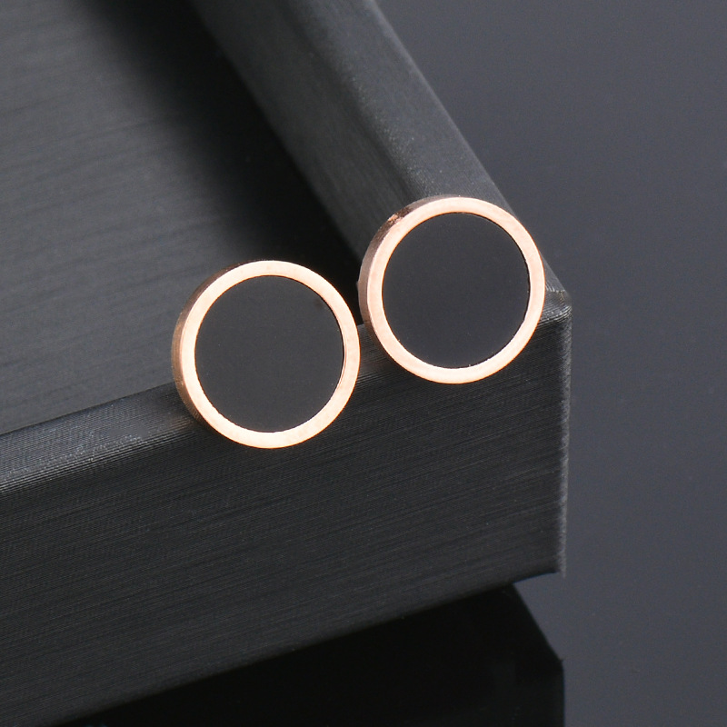 Fashion Round Eye Stainless Steel Inlay Rhinestones Ear Studs 1 Pair