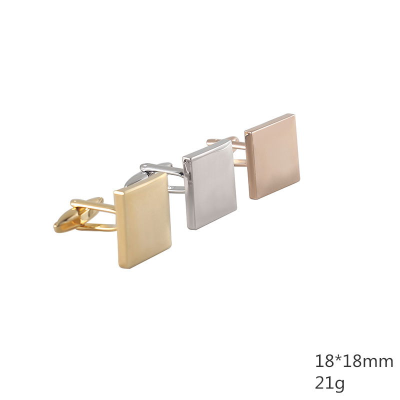 New Three Color Square Plated Smooth Metal Business Men's Cufflinks Fashionable And Simple French Shirt Cufflinks_voghion.com