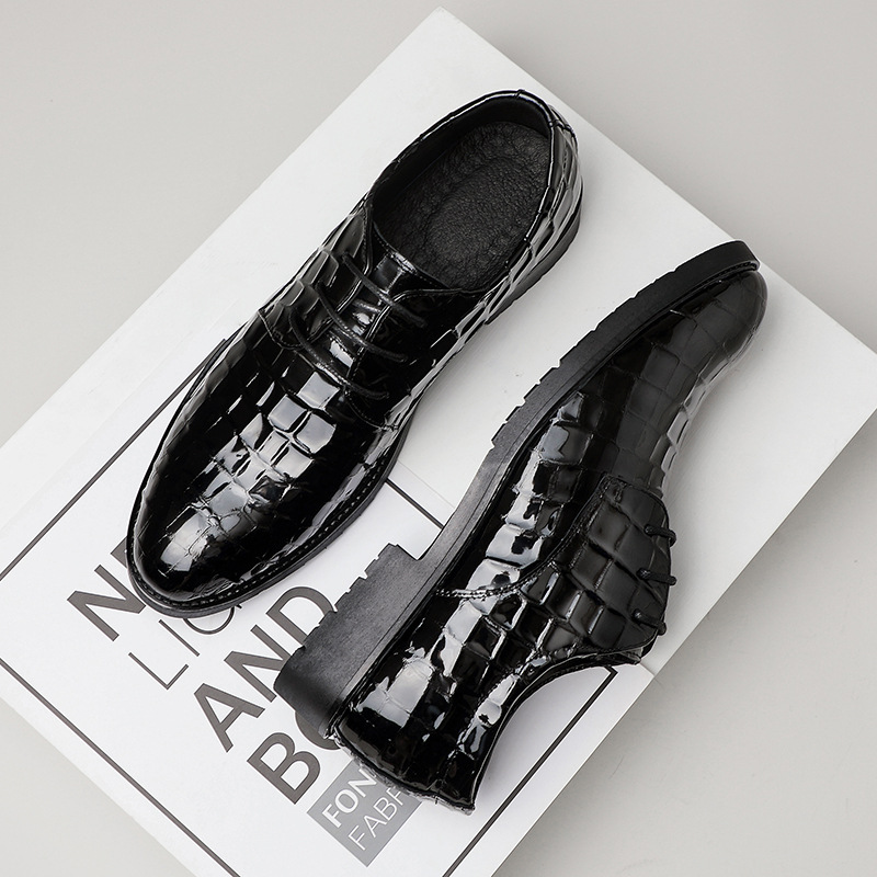 Nuevos zapatos de cuero formales de cuero brillante de charol de los hombres de negocios estilo británico dedo del pie puntiagudo banquete de boda rendimiento de cuero genuino zapatos de los hombres de moda image 6