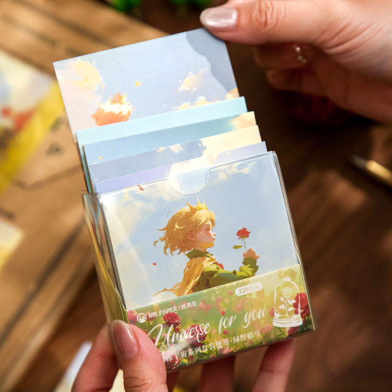 Mr. Paper Notes en caja para usted Serie del universo Tema de ilustración del principito Notas de estudiantes de gran capacidad