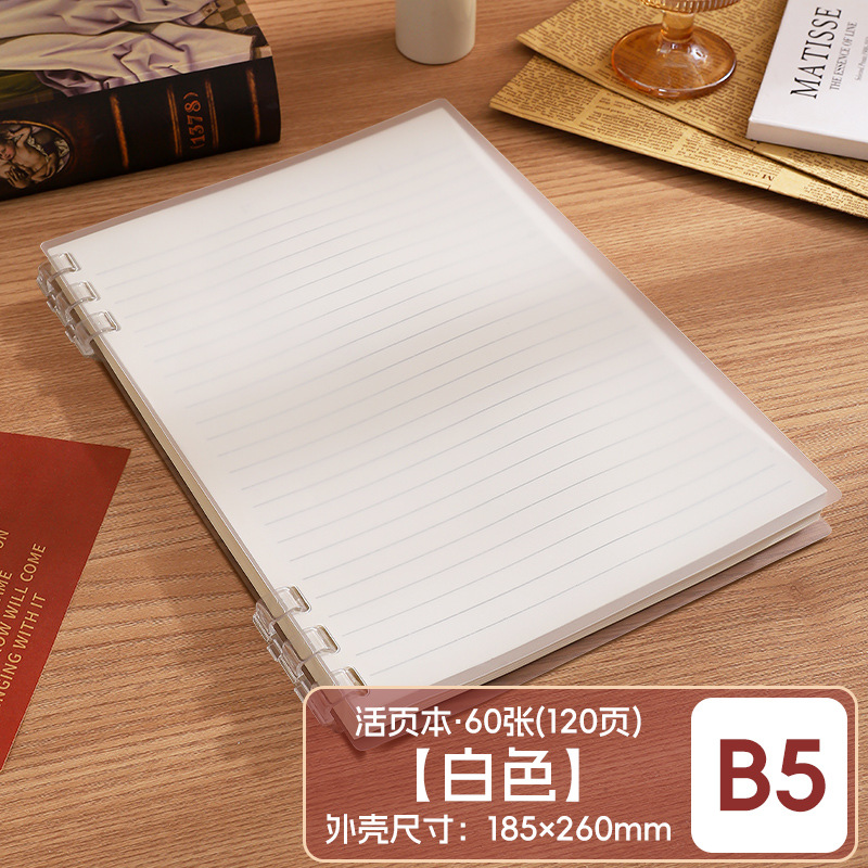 Este cuaderno de hojas sueltas B5 se puede desmontar para reemplazar el núcleo, la portada de las hojas sueltas PP respetuosas con el medio ambiente no presiona el libro de bobinas engrosadas a Mano.