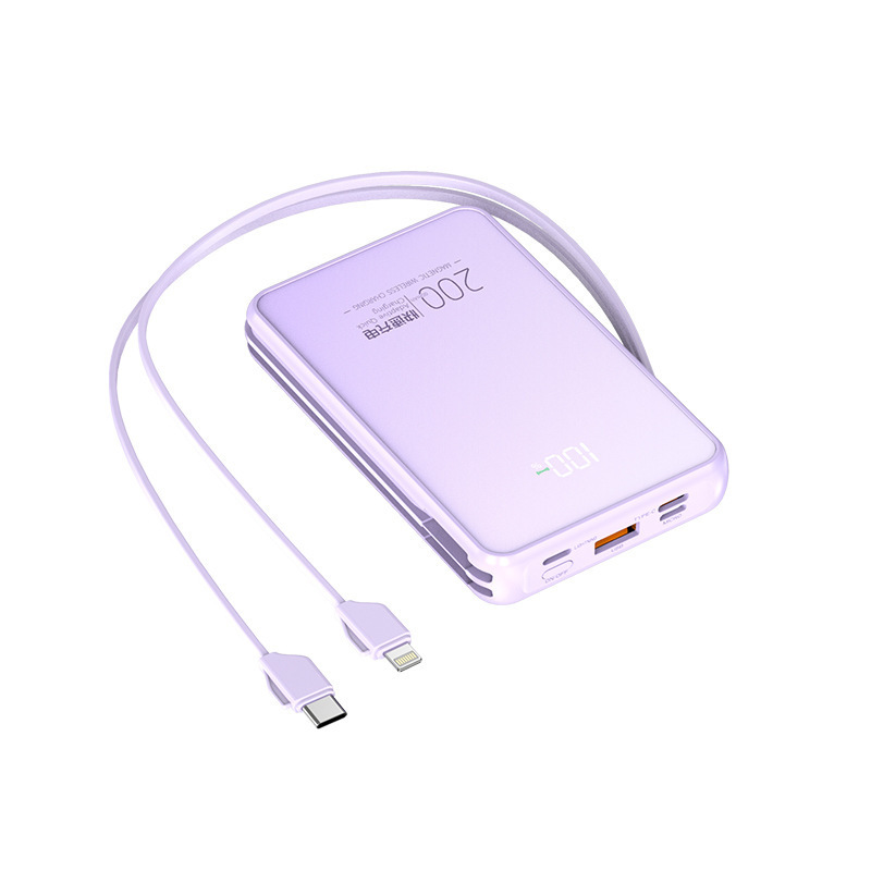 磁気パワーバンク、ケーブルホルダー付き、急速充電 10000 mAh、コンパクト、ポータブルギフト、モバイル電源、カスタムロゴ|undefined