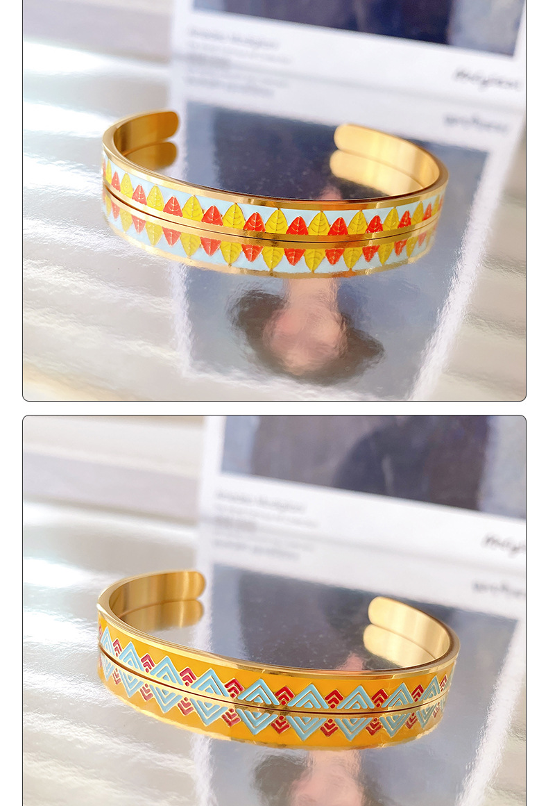 Simple Style Color Block Titanium Steel Enamel Bangle display picture 1