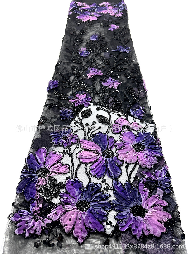 Moda industria pesada Gaoding vestido de boda vestido de cena cheongsam tela tridimensional tablero de chiffon tela bordada
