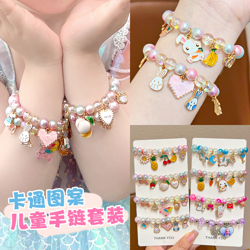 Brazaletes lindos colgante de niña accesorios de dibujos animados joyas de beads princesa de nieve joyas de pulseras de niños