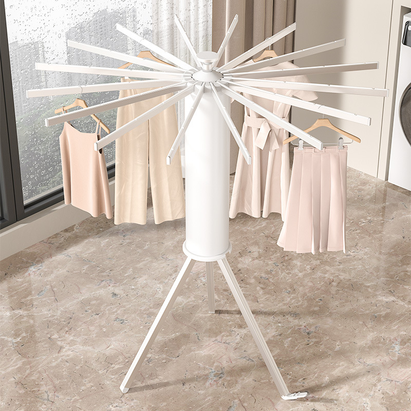 Floor-Standing Clothes Drying Rack Foldableable Telescopic Installation-Free Household Octopus Balcony Bedroom Octopus Invisible Coat Rack
