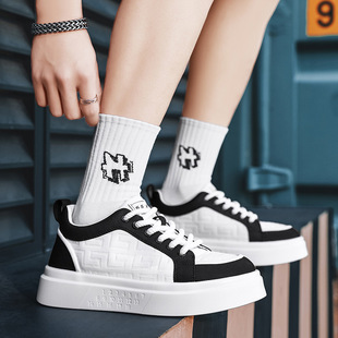 Men's Shoes All-match Sports Casual Sneakers Aviator Leather Shoes Lightweight Soft Bottom Waterproof White Trendy Shoes Korean Style