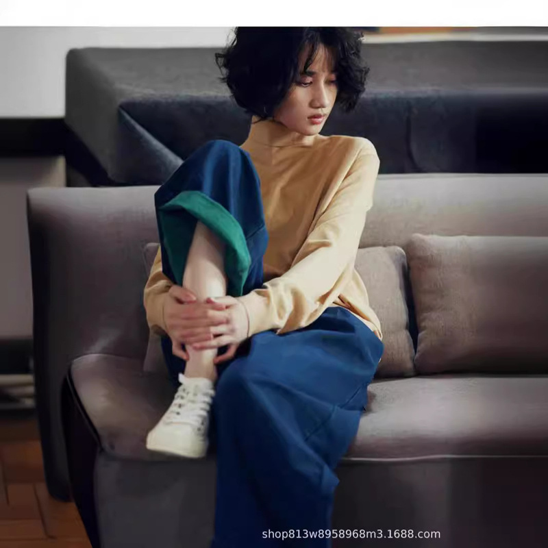 Two-Color Jeans Straight Wide-Leg Casual Dad Pants for Women Slimming Look Legs Straight Loose 2025 Autumn and Winter New Style