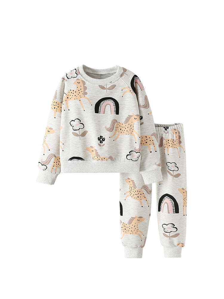 Malwee Kids Set Otoño nuevo estilo europeo y americano de niños pequeños y medianos cuello redondo mangas largas pantalones de cintura elástica ropa casual para niños