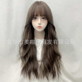 跨境直销假发女长发新款法式慵懒蛋蛋卷水波纹长卷发仿真人全头套