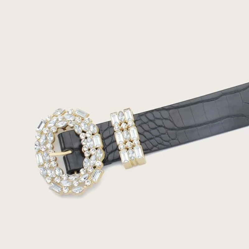 Nya heta fashionabla runda huvudlegeringar dubbade diamantbälte för kvinnor, höst- och vinterkläder, nya tillbehör för trendiga_voghion.com