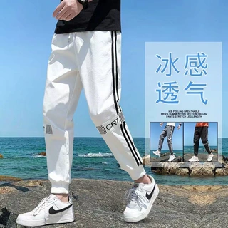 男士九分裤夏季户外运动休闲裤宽松潮流潮牌冰丝速干小脚卫裤长裤