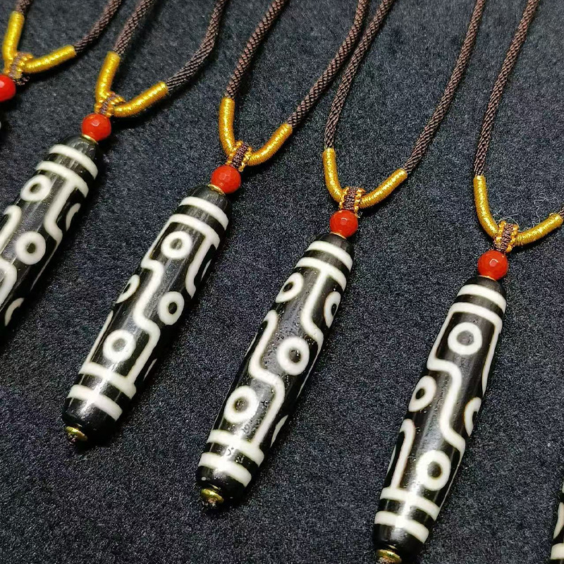瑪瑙 Dzi 九目黒と白の翡翠ルースビーズ 9 目 Dzi DIY 手織りブレスレットネックレス工場卸売|undefined