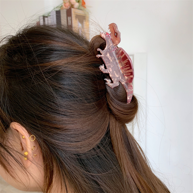 35g Weight Hair Claws Hair Accessories Type 1 Piece Quantity Holiday, Party Occasion Arylic Material Dinosaur Pattern Women's Gender Cute Style Cute Little Dinosaur Acrylic Small Jaw Clip Cute Personality Sweet Niche Hair Claw Hairpin Hair Ornaments New 4