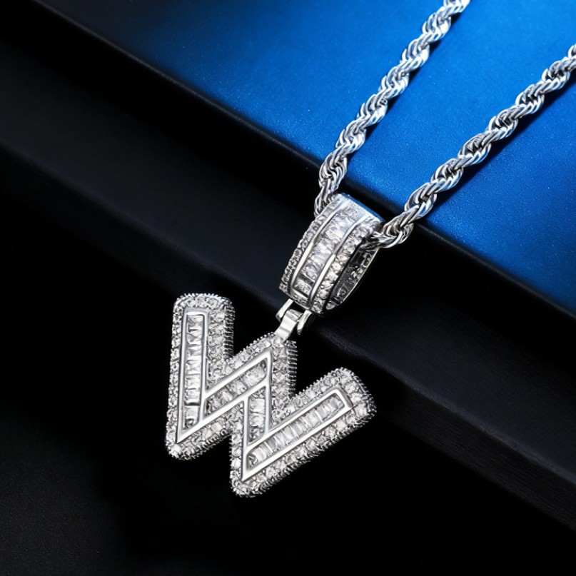 Colgante de letras de azúcar Europa y América Hip Hop transfronterizo bronce de zinc piedra tendencia personalidad 26 letras colgante collar inglés