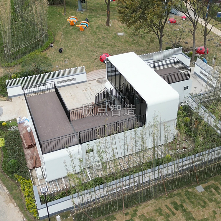 Pared cortina de vidrio panorámico Apple Cabin Residence House prefabricado integrado exterior oficina de estructura de acero móvil