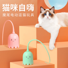 宠物猫玩具电动自动逗猫棒旋转魔尾猫咪解闷自嗨电动宠物玩具批发