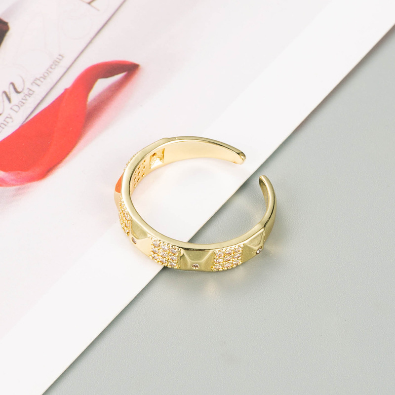 fashion copper micro-inlaid lucky devilu0027s eye open ring