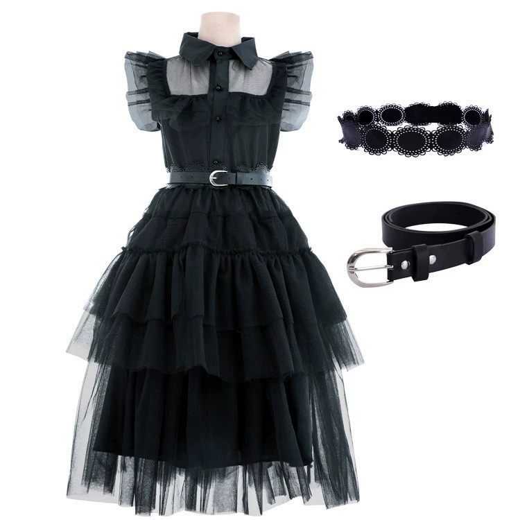 Новый продукт Amazon, черное марлевое платье «Семья Аддамс», платье «Среда», костюм на Хэллоуин