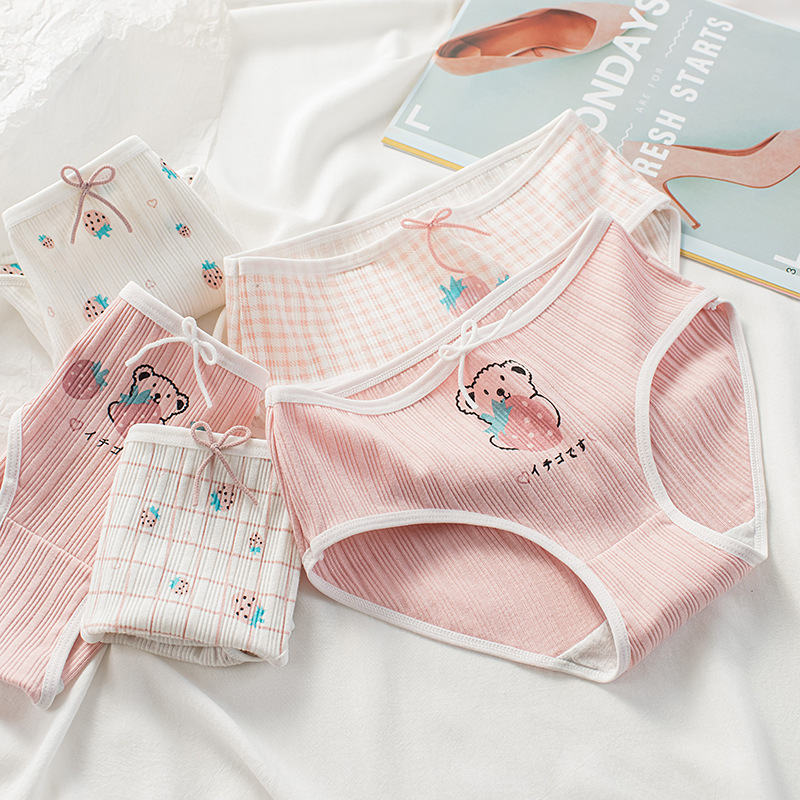 厂家直供女士内裤2021春中腰少女纯棉抗菌日系可爱印花内裤女新品