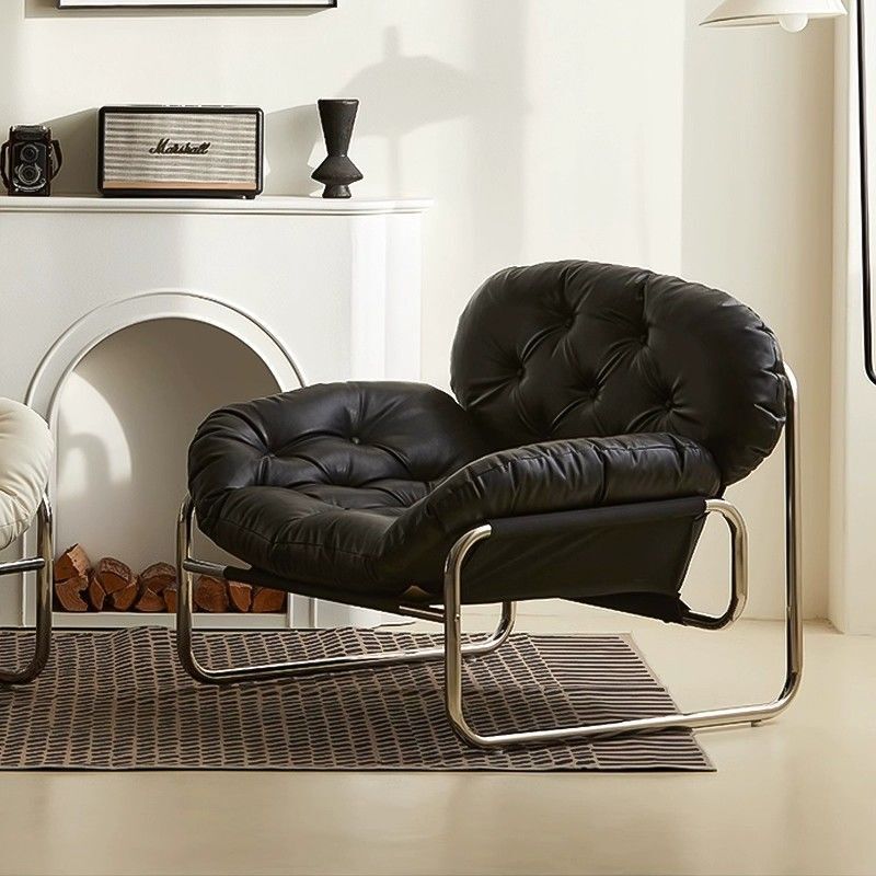 Single Sofa Chair Minimalist Light Luxury Living Room Lazy Leisure Lounge Chair Cream Medieval Bauhaus Style Retro Chair