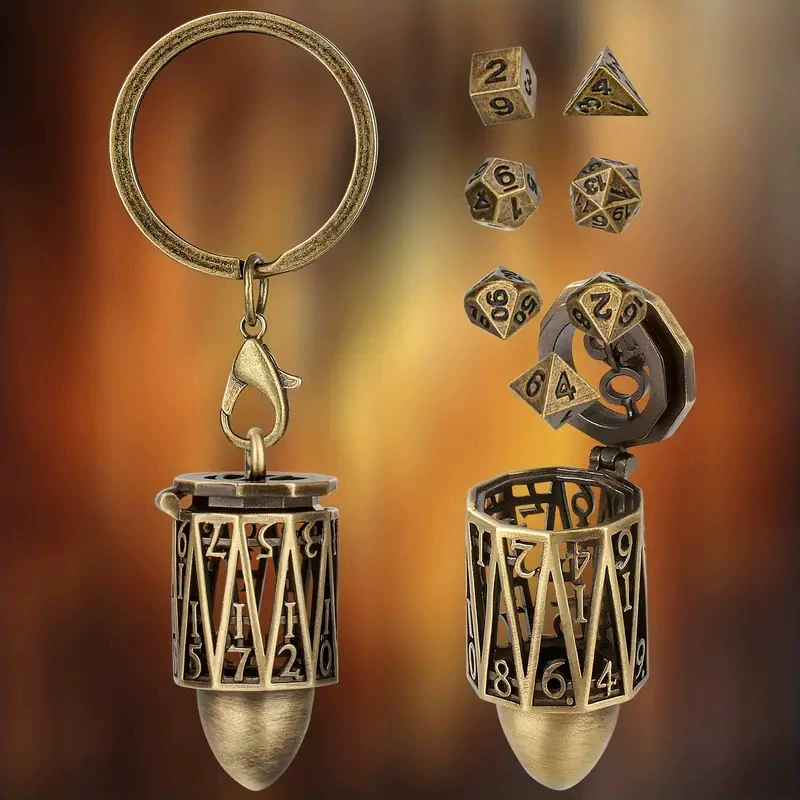 Metal bullet, dice, board game, keychain