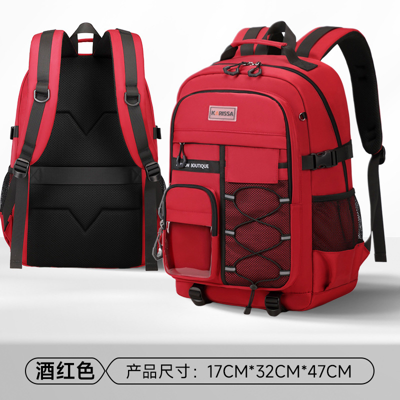 Mochila escolar para hombres de estudiantes de secundaria transfronterizos para reducir la carga Mochila de viaje para niñas de secundaria de gran capacidad Mochila de tracción ultraligera