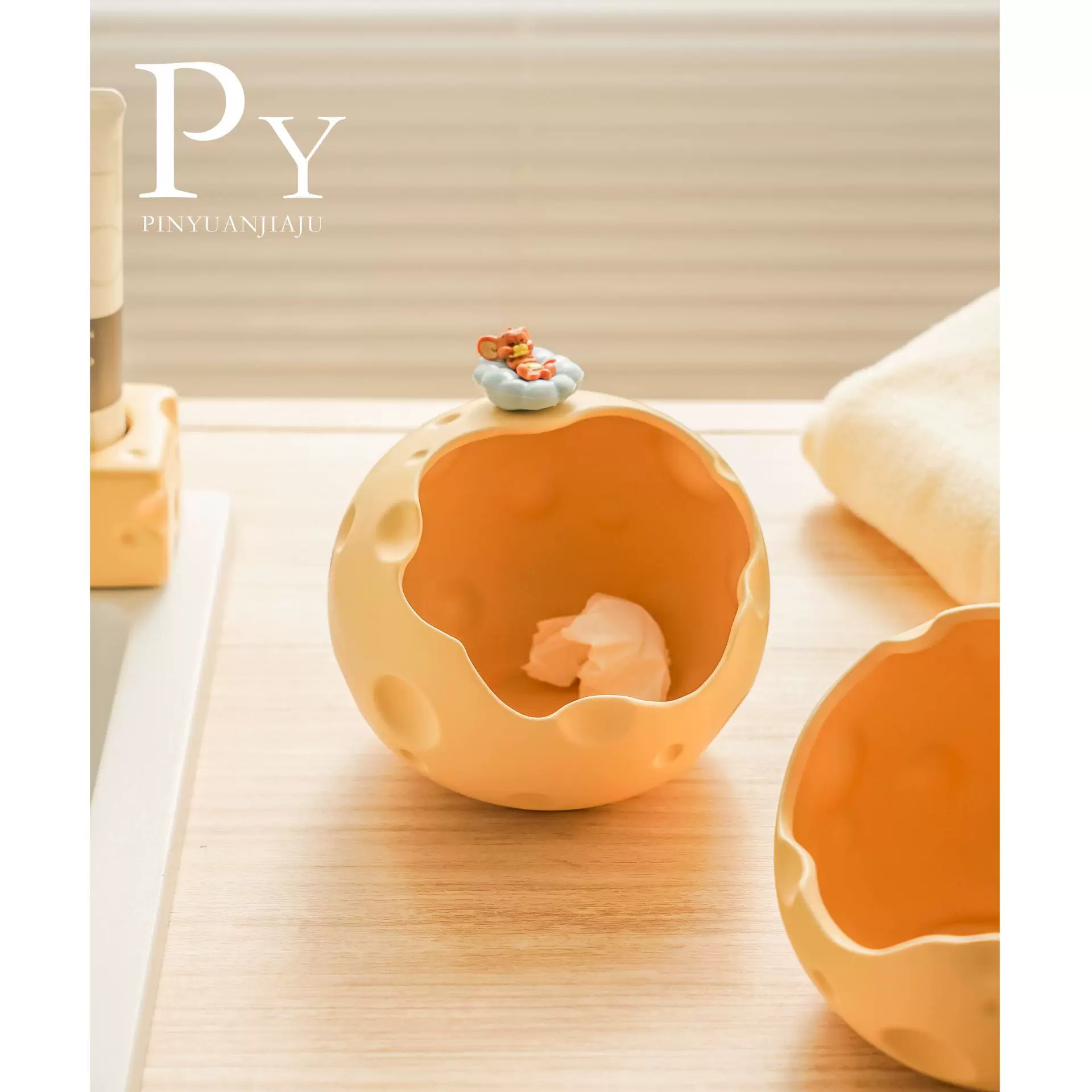 代发奶油风陶瓷奶酪入户玄关钥匙收纳陶瓷摆件可爱创意防尘收纳盒