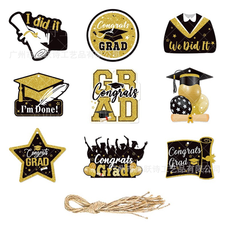 Nueva decoración de fiesta de graduación etiqueta colgante decoración soltero sombrero estrella colgante decoración Universidad graduación temporada decoración suministros