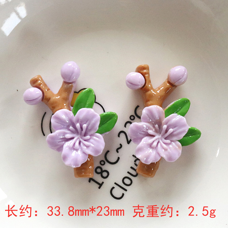 Nuevos accesorios de bricolaje de flor de durazno de resina rosa, zapatos con agujeros de pegamento de crema, fundas para teléfonos móviles, accesorios para el cabello, material de imán para refrigerador al por mayor