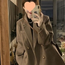 感西装毛呢外套女2025秋冬季新款复古小个子宽松加厚呢子大衣