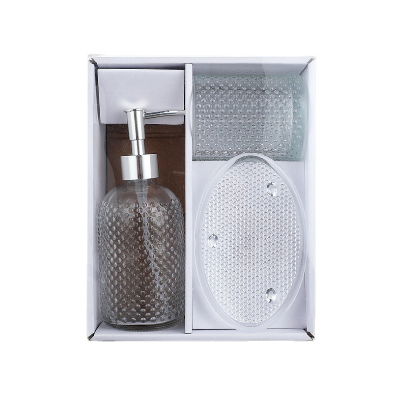 Juego de 3 Piezas para Baño: Dispensador de Jabón, Vaso y Bandeja, para Hotel y Hogar