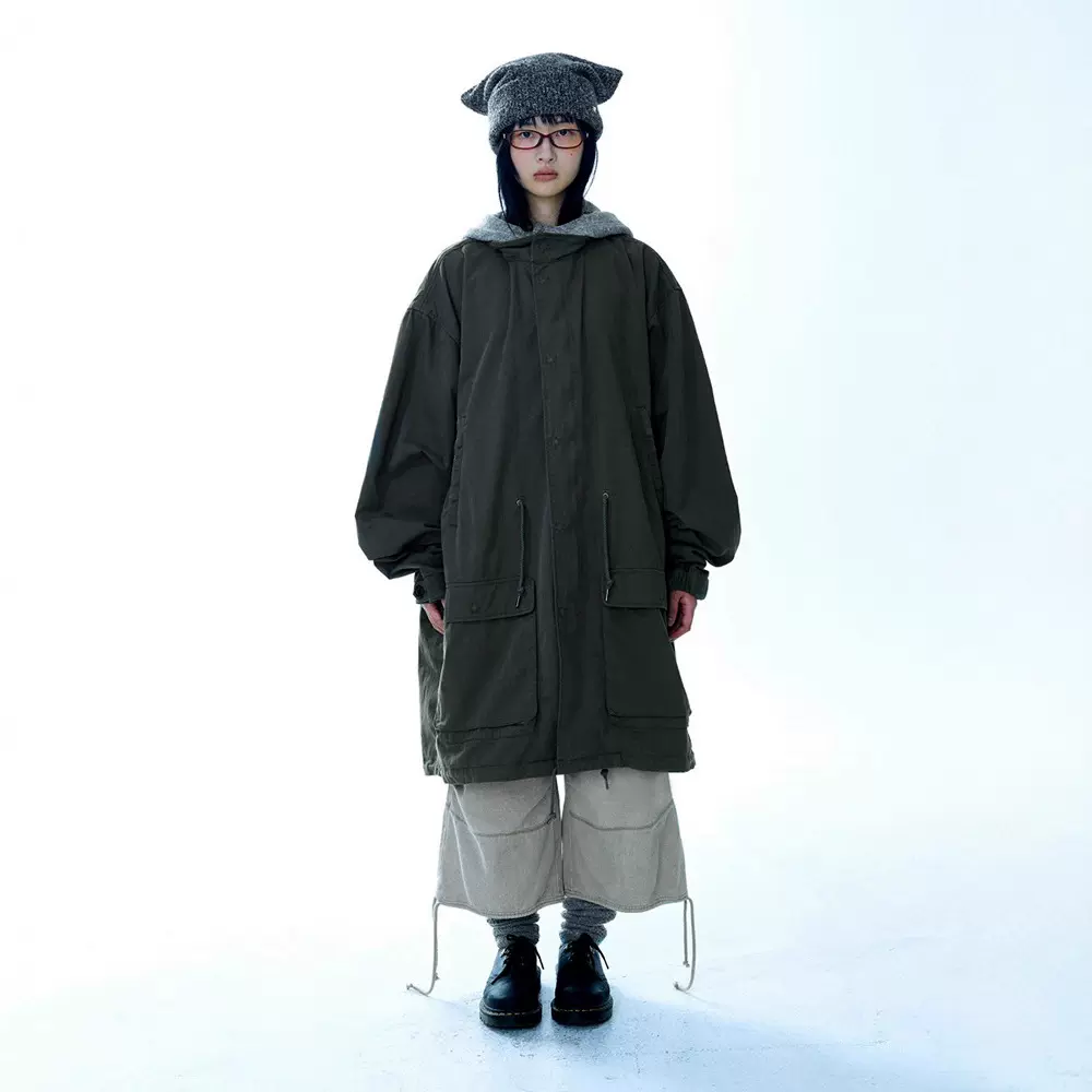 5天 日系可拆卸连帽水洗拉链风衣2025秋季女宽松长款外套coyse*o