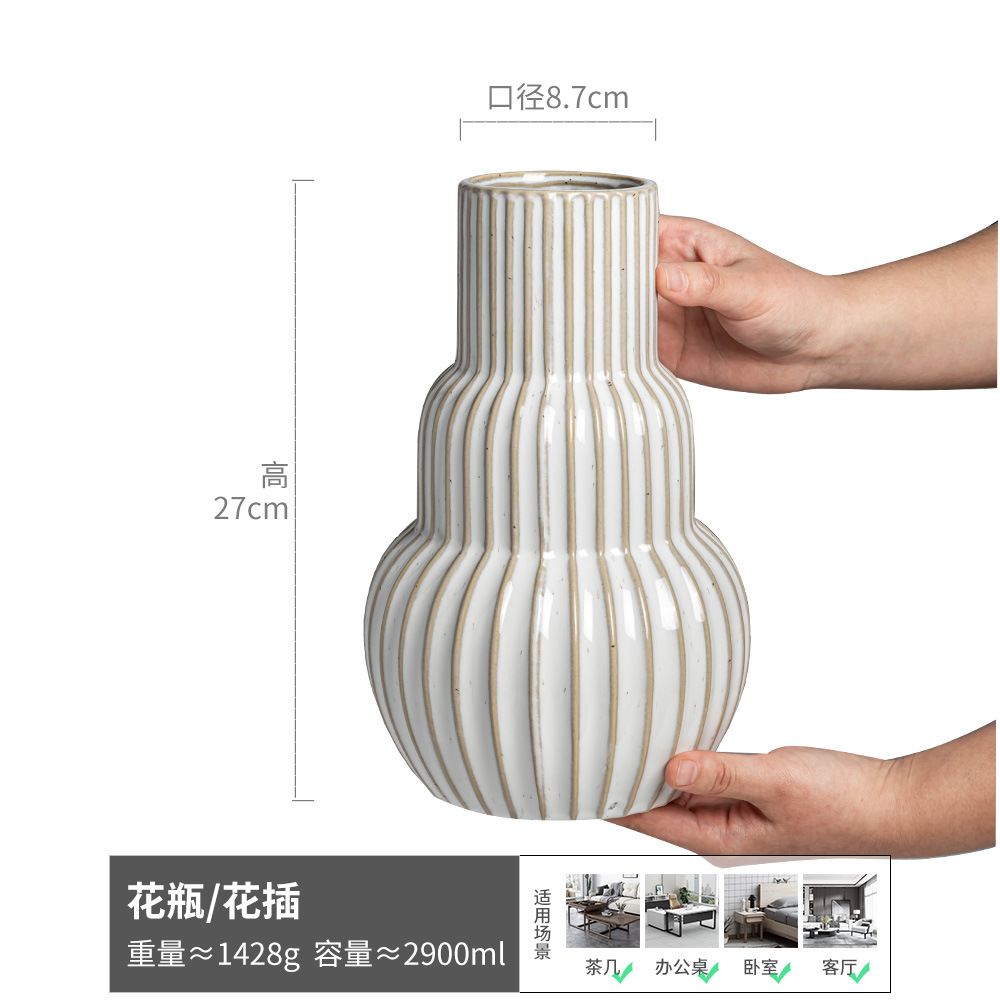 Florero de patrón vertical Fengyue blanco 2900ML (ligeramente defectuoso)