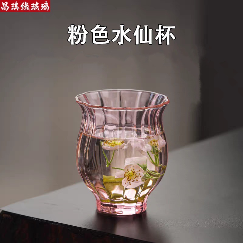 透明水仙杯主人杯单杯女功夫小茶杯个人闻香品茗杯玻璃花朵花茶杯