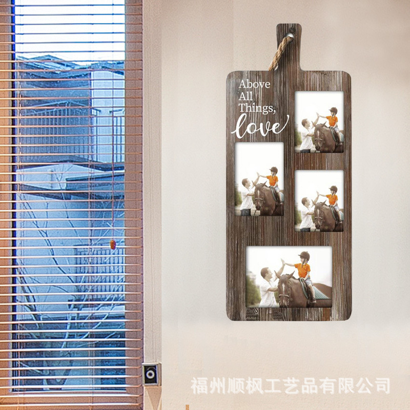 Wholesale American European Country to Do the Old Wood Frame Family Decoration Hanging Wall Personalized Combination Hemp Rope Hangin