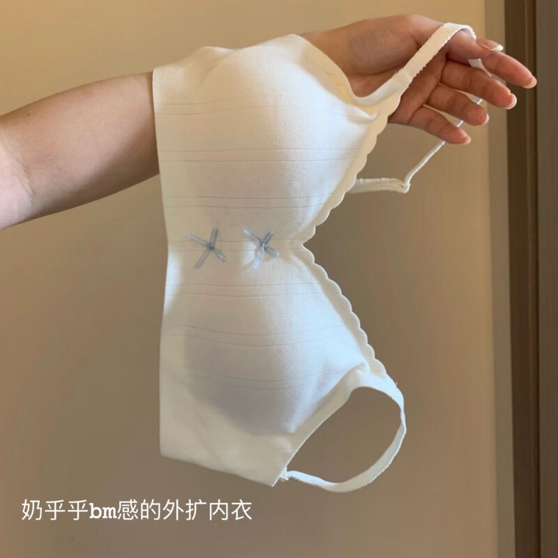Nude-Feel Seamless Comfortable Underwear for Women with Small Busts, Japanese-Style Sweet Thin Breathable Bra with Bow, No Underwire
