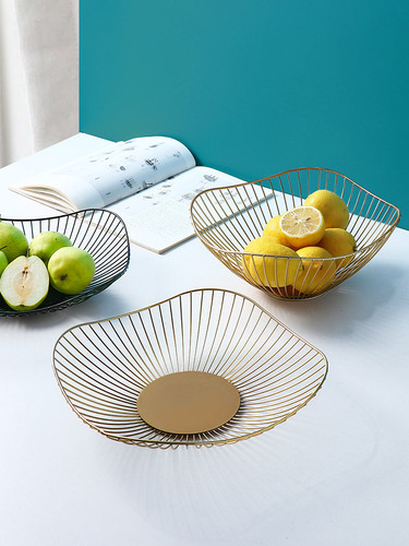 Factory Direct Sale Nordic Creative Fruit Basket New Iron Wire Home Fruit Plate Snack Storage Basket Living Room Desktop Storage