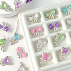 新しい甘いガーリー愛のリボン愛のタッセルリボンペンダントコレクション diy 手作りビーズネックレス