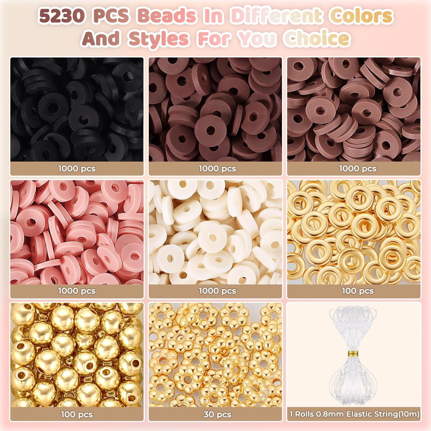 270g Weight Beads, Rope Jewelry Making Type DIY Jewelry Accessories Classification 1 Set Quantity Glass, soft clay Material Letter, Solid Color Pattern Spray Paint Design Casual, Simple Style Style 1 Set Glass Soft Clay Letter Solid Color DIY Jewelry Accessories Beads Rope 11