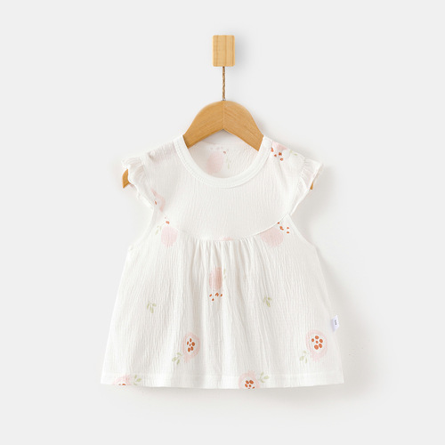 Baby girl skirt Infant children pullover sleeveless top Princess floral dress printed Western-style girl cute summer