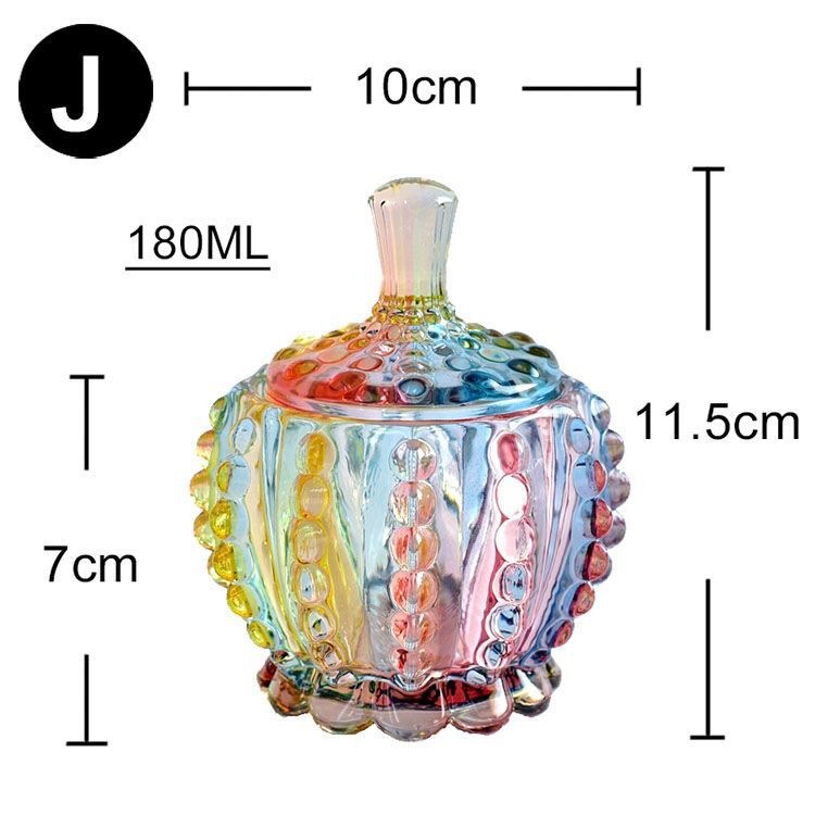 Colorful glass jar coffee sugar cube container with lid, Nordic snack candy jar, dreamy super sweet princess style