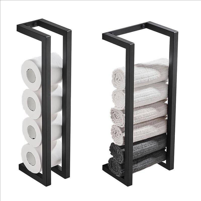 Cross-border Roll Paper Storage Rack Stainless Steel Wall-mounted Bathroom Bath Towel Storage Rack Simple Two-pole Storage Rack