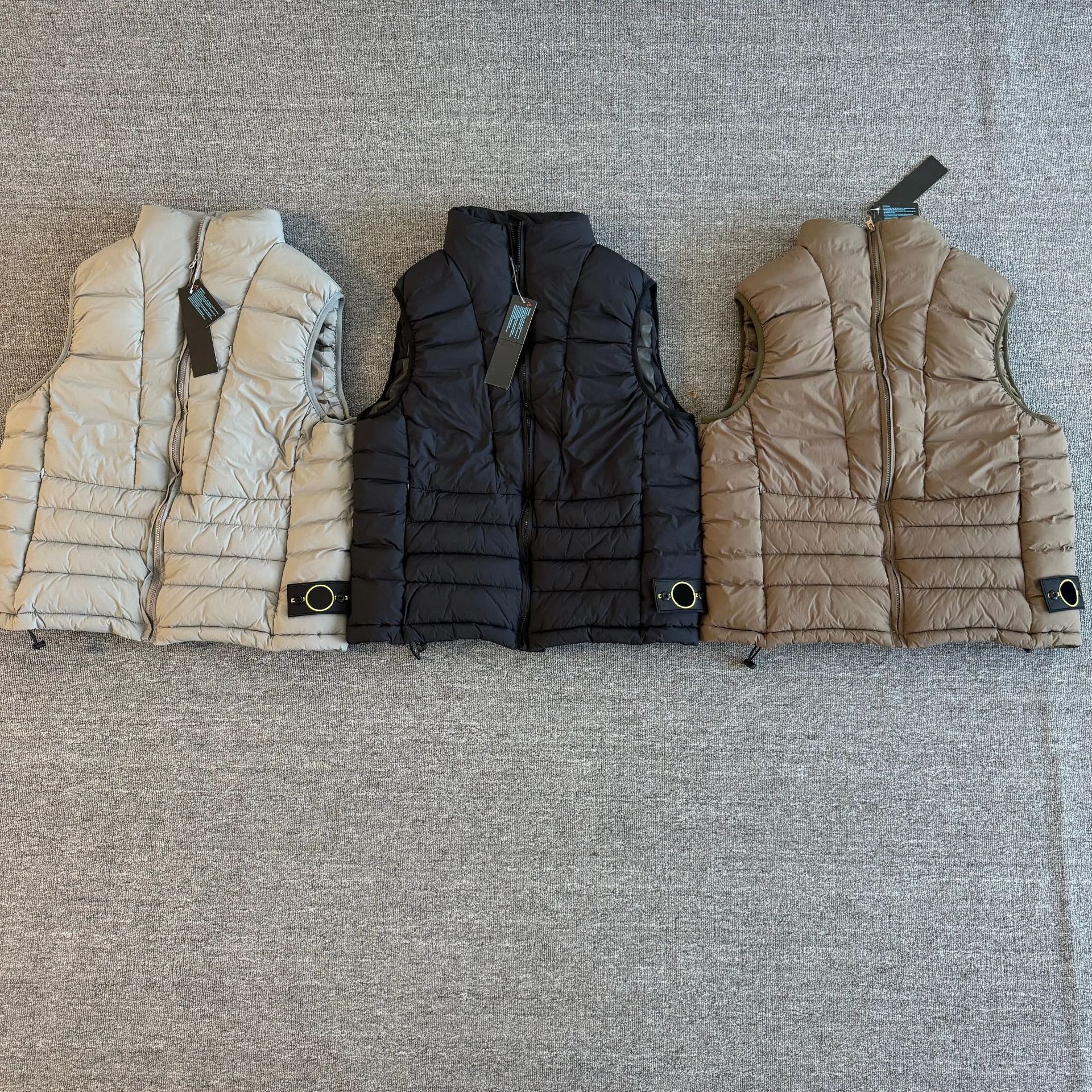 ST Cross-Border New Stand Collar Sleeveless Lightweight Striped Quilted Cotton Vest - Functional Minimalist Workwear Casual Style