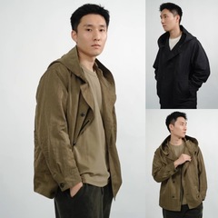 户外纯色男士减龄高级感连帽美式时尚潮流宽松冲锋款极简风外套