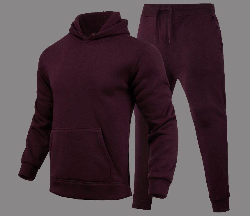 2024 Noul set de pulover sport cu pulover de culoare solidă Hanorac pentru bărbați din lână_voghion.com