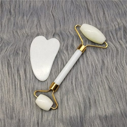 White Jade Roller Scraping Board Set Cross-border Scraping Sheet Jade Beauty Massager Stone Scraping Board Massage Roller