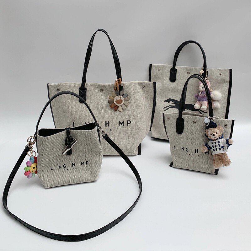 Longxiang Canvas Bucket Bag Slub Bag Canvas Big Tote Lunch Box Bag Underarm Bag Portable Women's Bag Shoulder Crossbody Bag