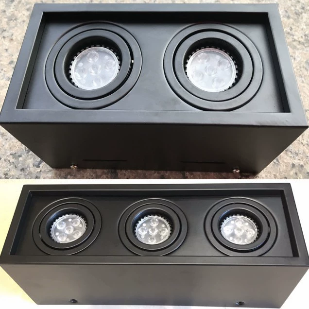 Gu10 double-headed bold lamp surface-mounted black shop grille spotlight MR16 shell