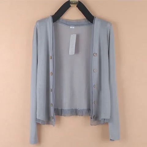 2023 Summer Women's Thin Cardigan Knitted Sweater Air Conditioning Shirt New Lace Sun Protection Clothing Small Shawl with Large Size Long Sleeves